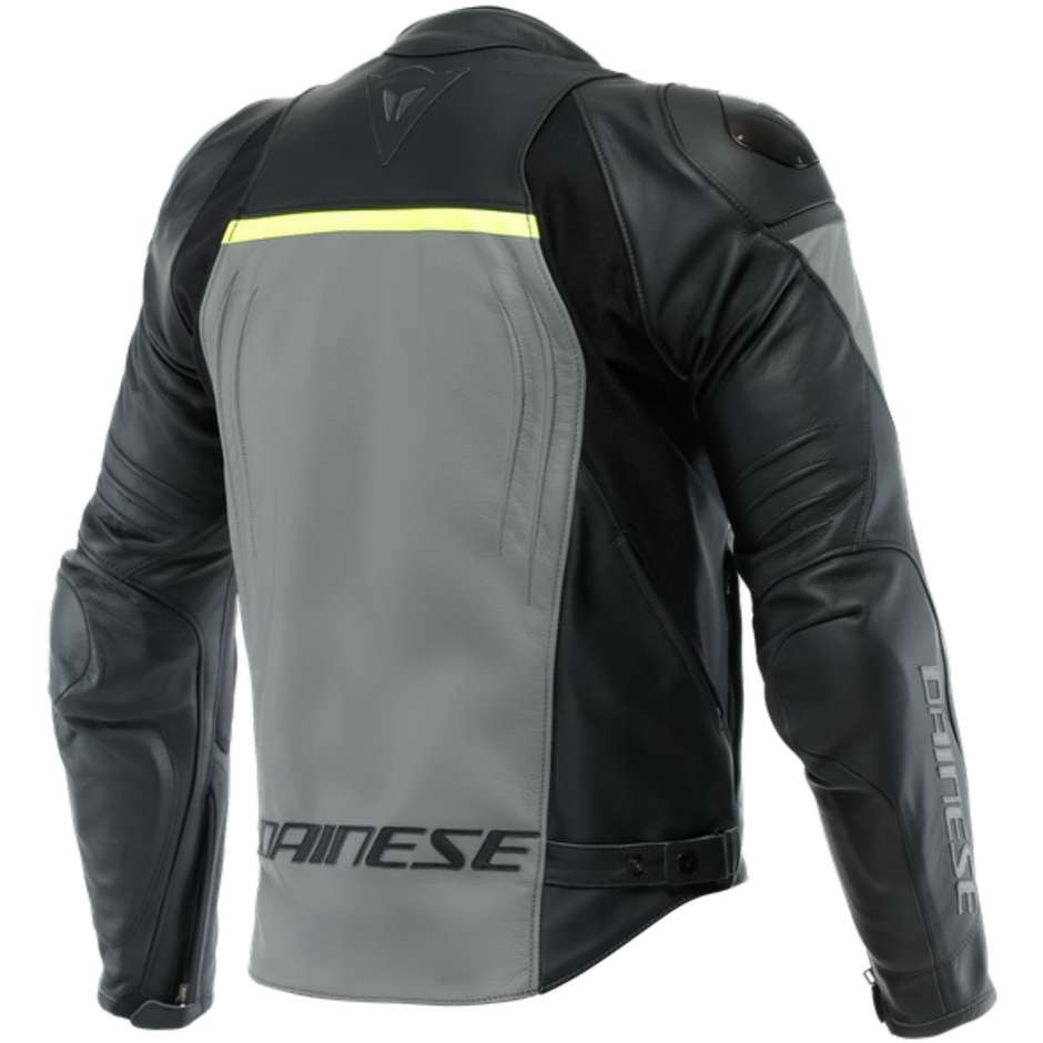 Giacca Moto in Pelle Dainese RACING 4 Charcoal Grigio Nero