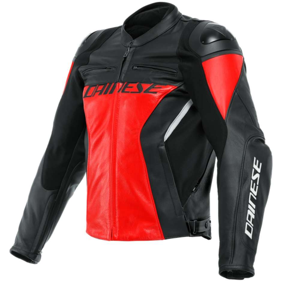 Giacca Moto in Pelle Dainese RACING 4 Lava Rosso Nero