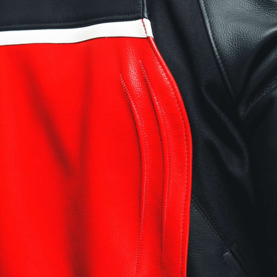 Giacca Moto in Pelle Dainese RACING 4 Lava Rosso Nero