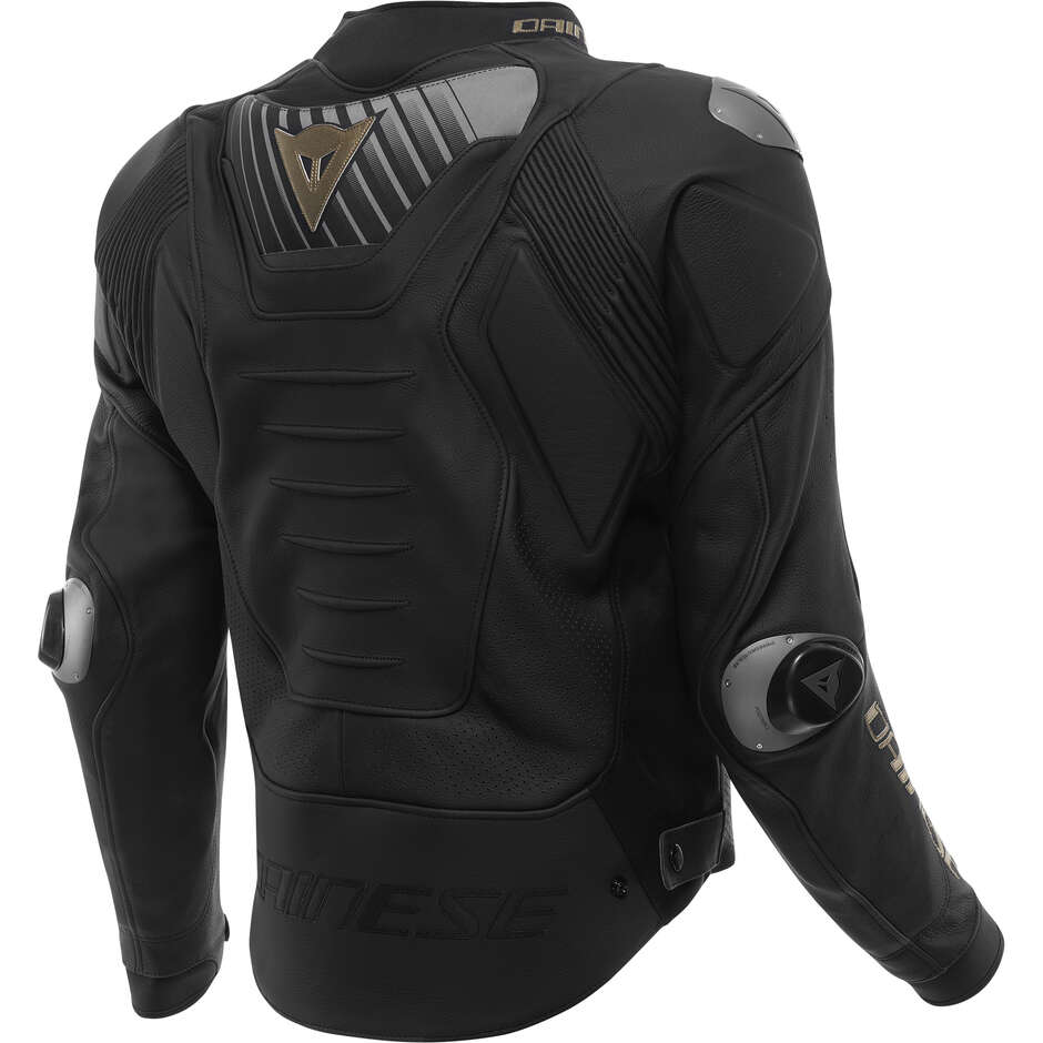Giacca Moto in Pelle Dainese SUPER SPEED 5 PERFRATA Nero Oro