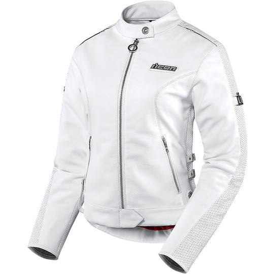 Giacca Moto In Pelle Icon Lady Hella Bianco