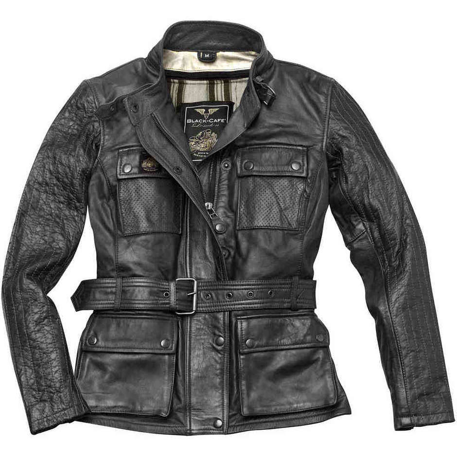 Giacca Moto In Pelle Lady 4 Tasche Vintage London taglia S