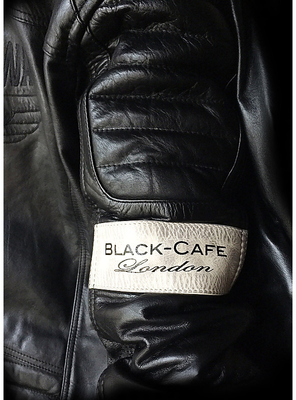 Giacca in pelle da motociclista marrone 50 Black-Cafe London Kerman 