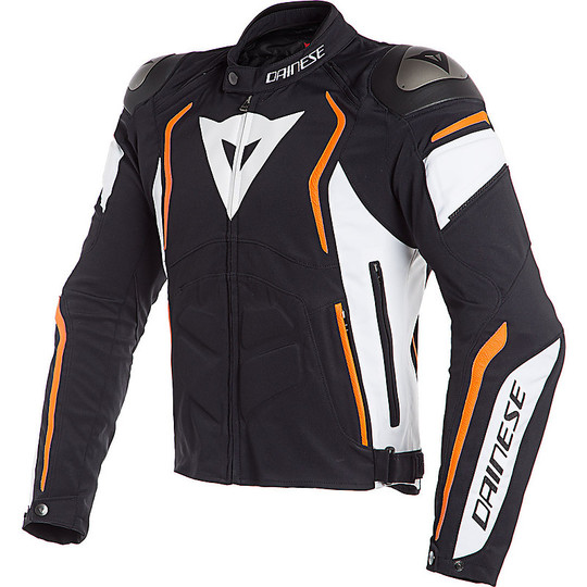 Giacca Moto In Tessuto Dainese DYNO TEX jacket Nero Bianco Arancio