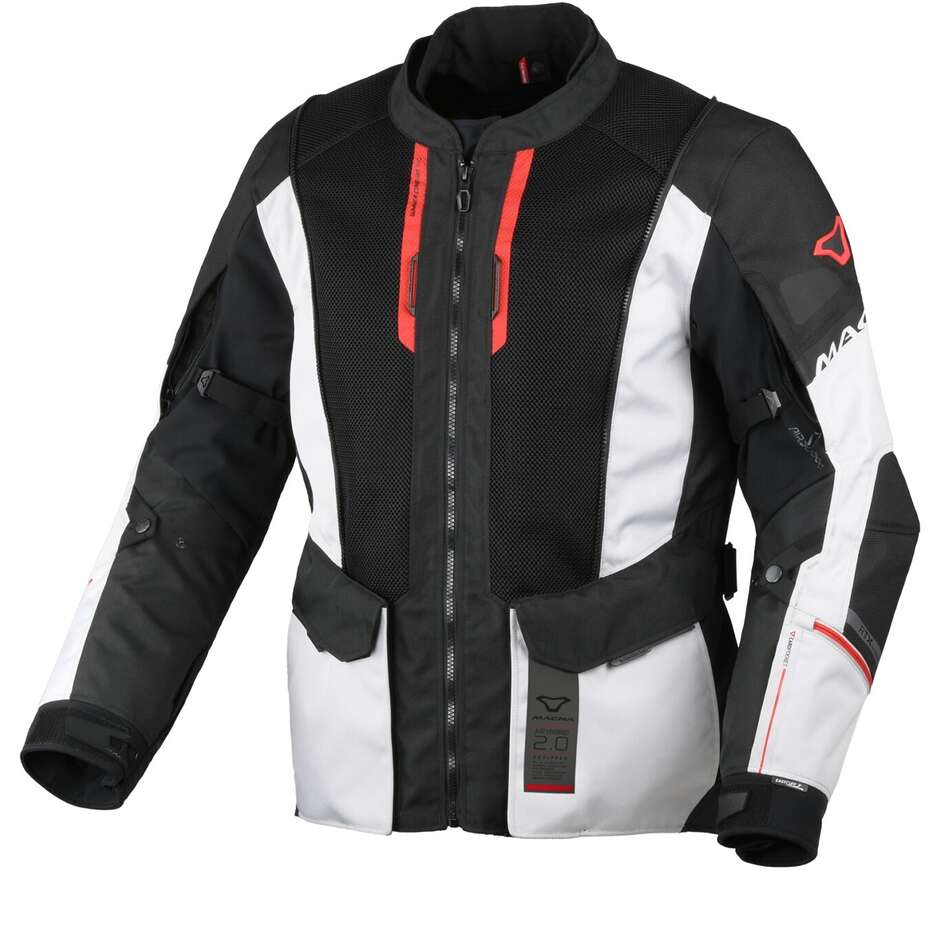 Giacca Moto Macna Air Hybrid 2.0 Light Grigio Nero Rosso