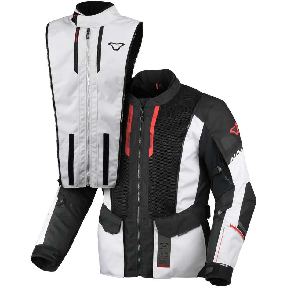 Giacca Moto Macna Air Hybrid 2.0 Light Grigio Nero Rosso