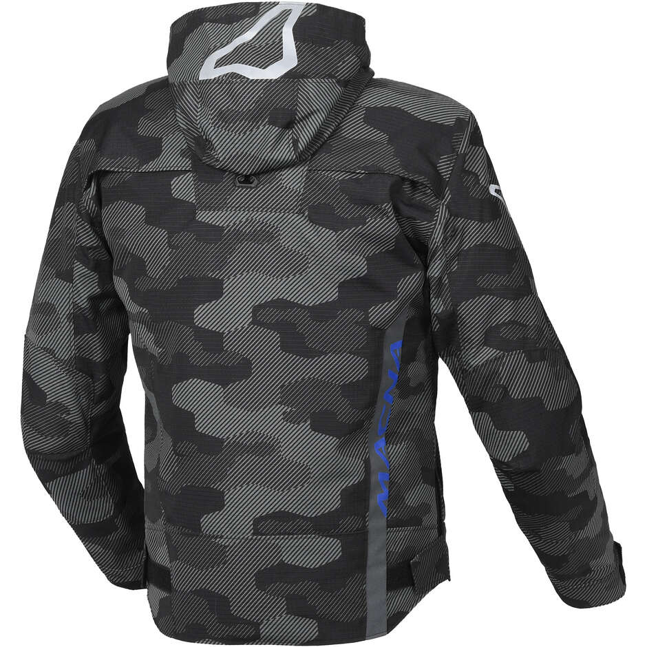 Giacca Moto Macna Riggor Nero Grigio camo Blu