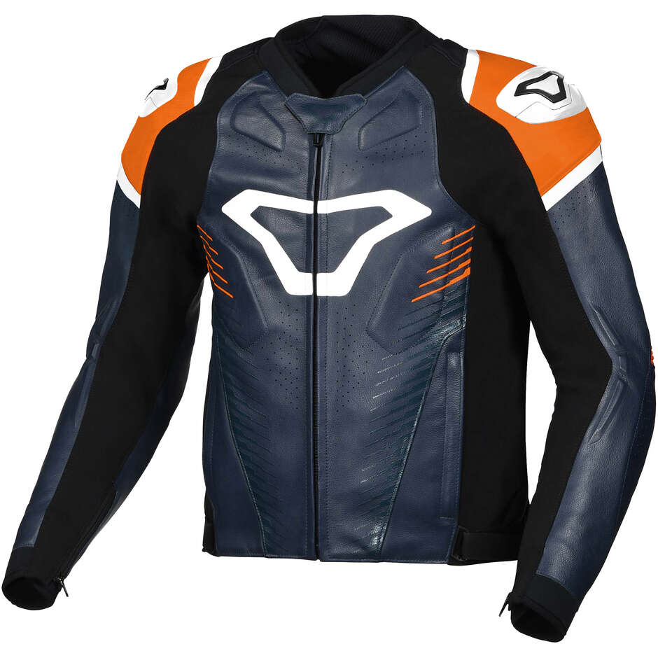 Giacca Moto Macna Tronniq Blu Arancio Bianco