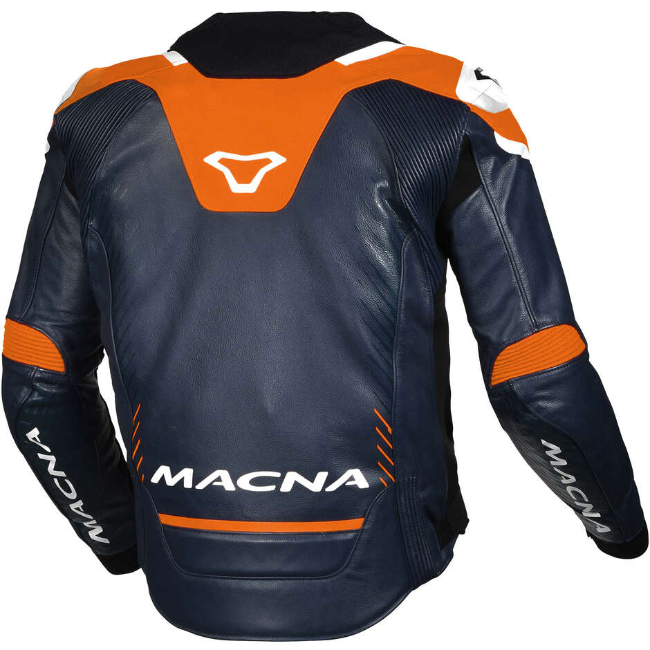 Giacca Moto Macna Tronniq Blu Arancio Bianco