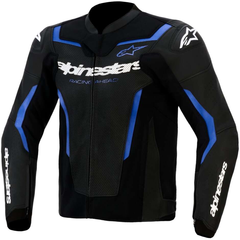 Giacca Moto Pelle Alpinestars GP FORCE V2 Airflow Nero Metallizzato Blu