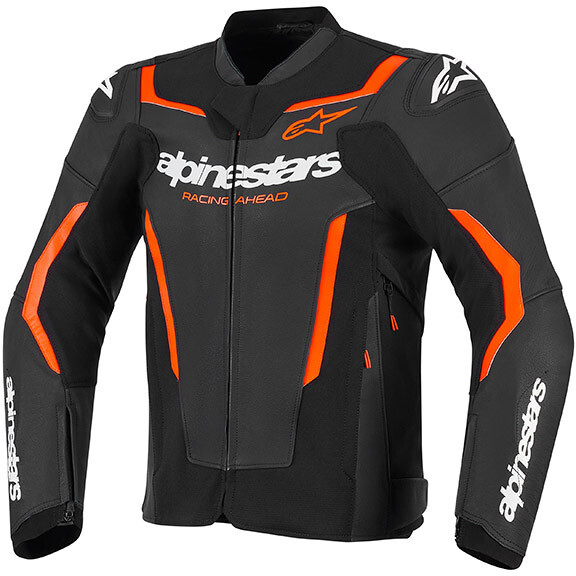 Giacca Moto Pelle GP Force V2 Nero Rosso Fluo taglia 50