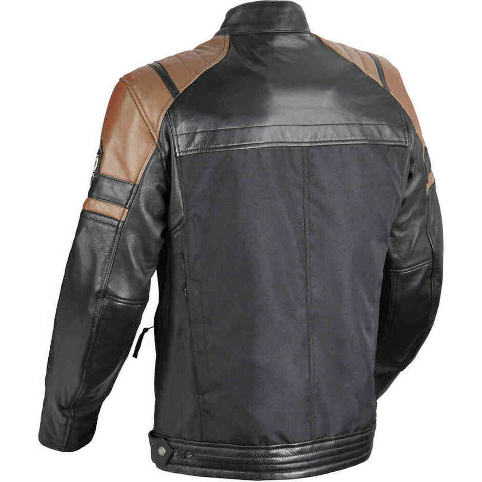 Giacca Moto Pelle e Tessuto DIFI Memphis Nero Marrone