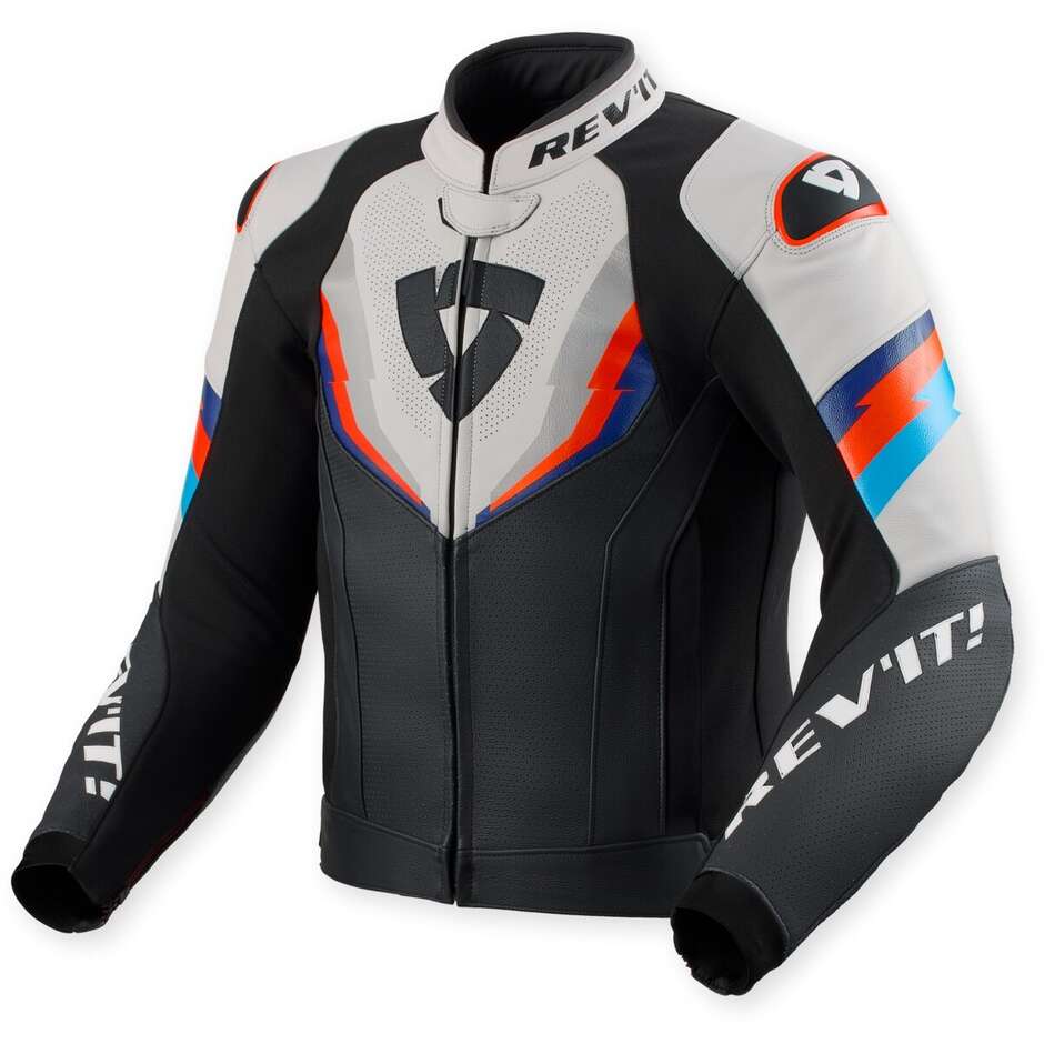 Giacca Moto Pelle Quantum 3 Nero Grigio chiaro taglia 52