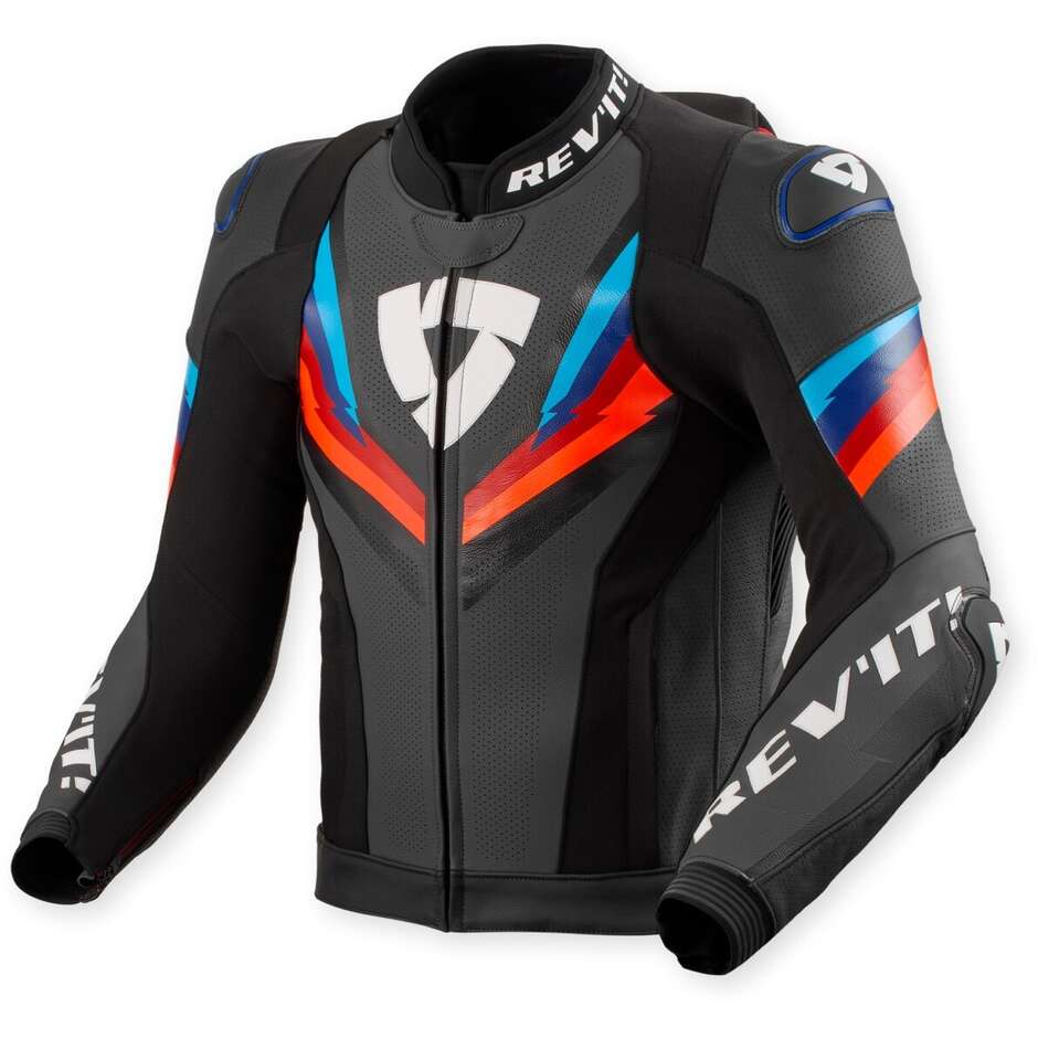 Giacca Moto Pelle Rev'it Quantum 3 Pro Nero Blu