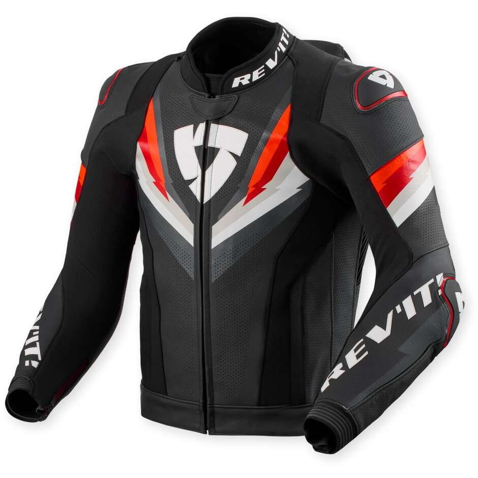 Giacca Moto Pelle Rev'it Quantum 3 Pro Nero Rosso