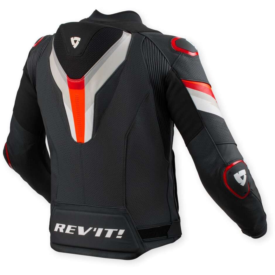 Giacca Moto Pelle Rev'it Quantum 3 Pro Nero Rosso