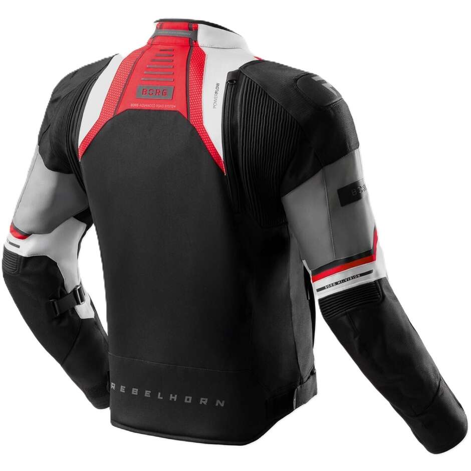 Giacca Moto Rebelhorn In Tessuto BORG II Nero Grigio Rosso