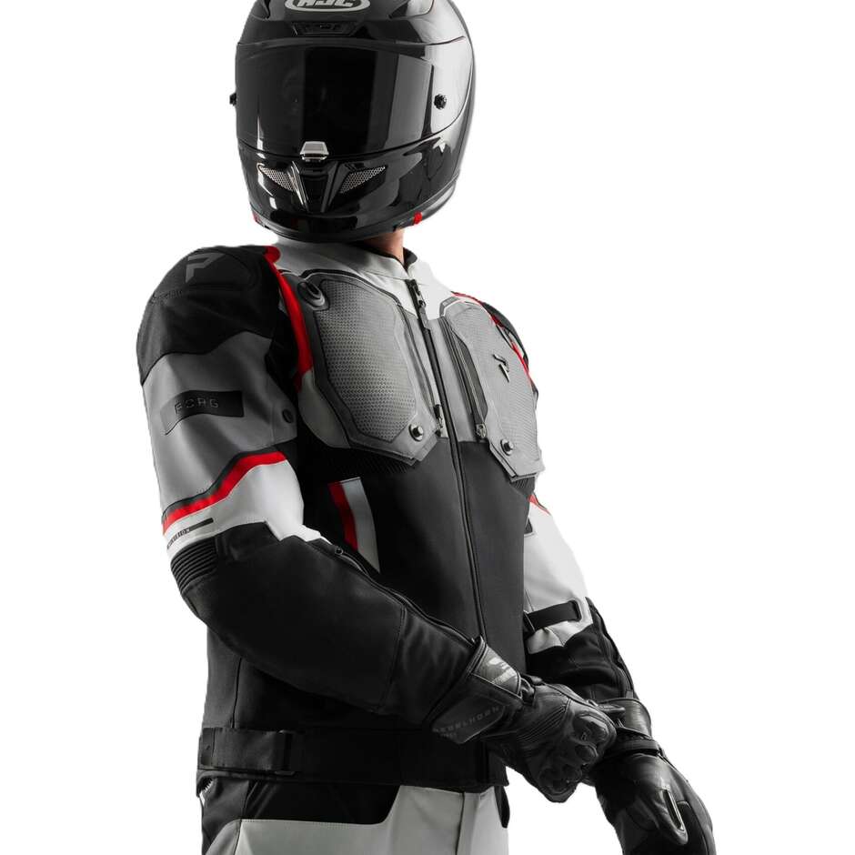 Giacca Moto Rebelhorn In Tessuto BORG II Nero Grigio Rosso