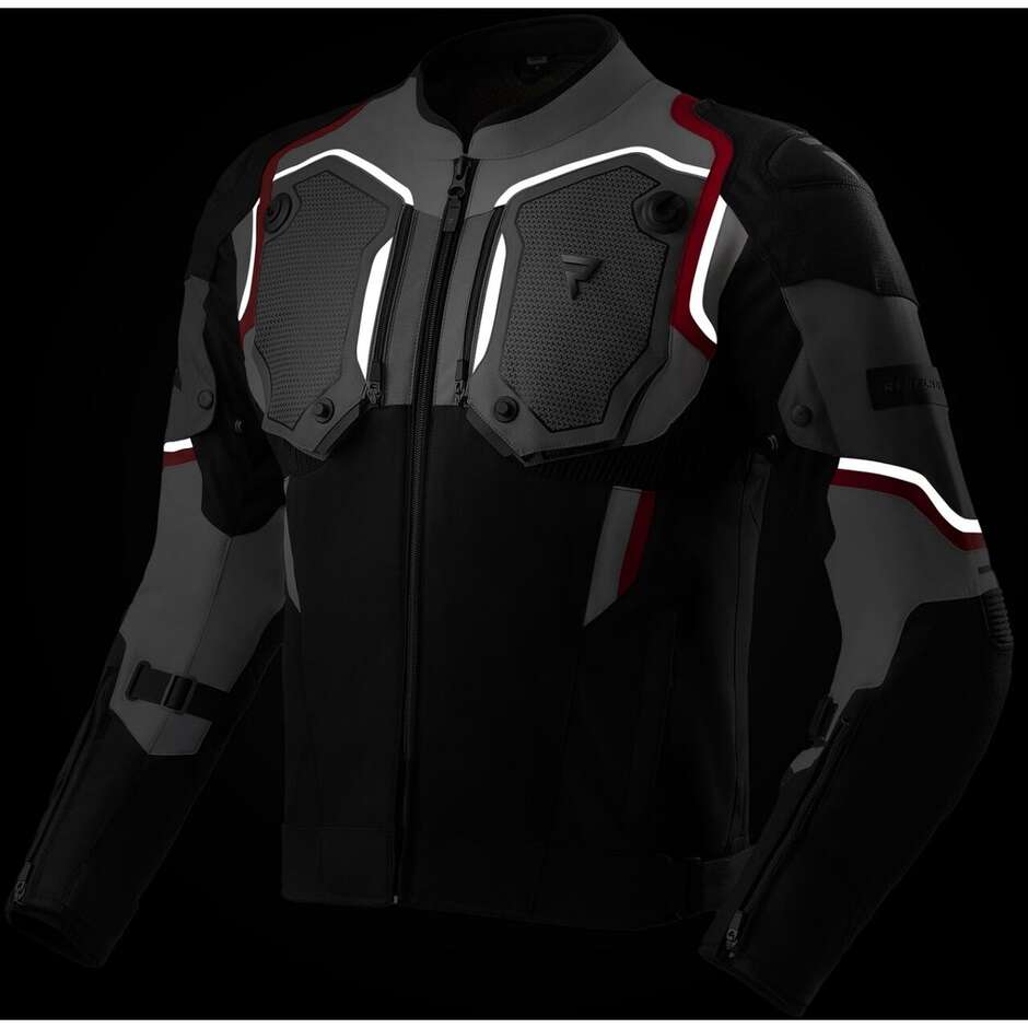 Giacca Moto Rebelhorn In Tessuto BORG II Nero Grigio Rosso