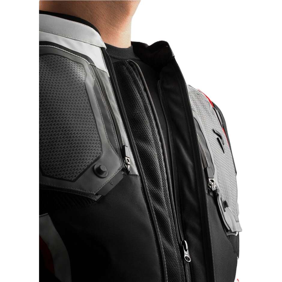 Giacca Moto Rebelhorn In Tessuto BORG II Nero Grigio Rosso