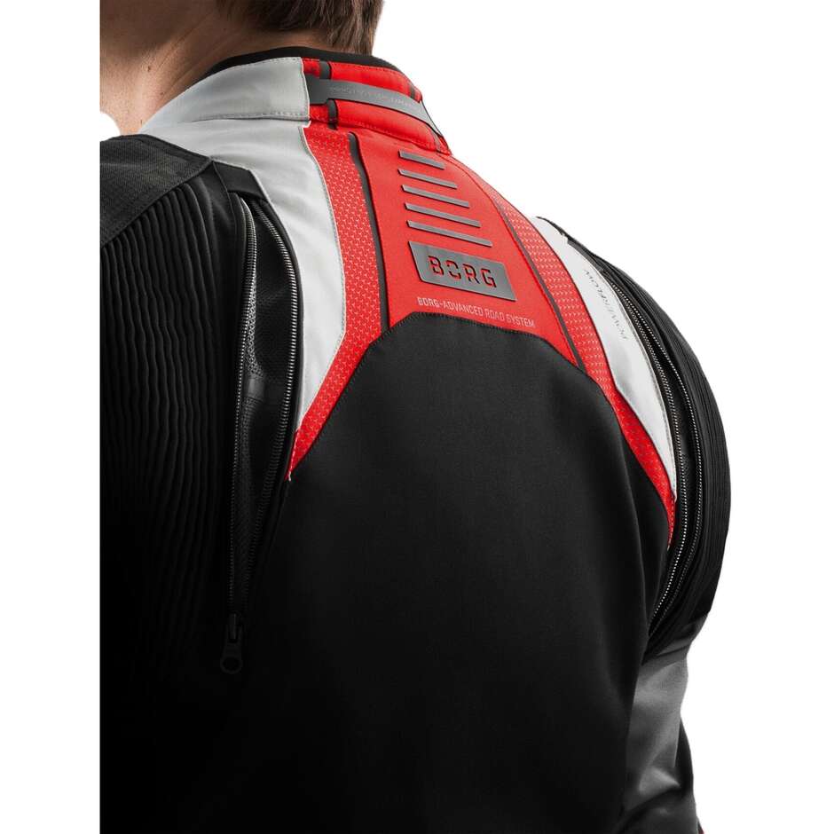 Giacca Moto Rebelhorn In Tessuto BORG II Nero Grigio Rosso