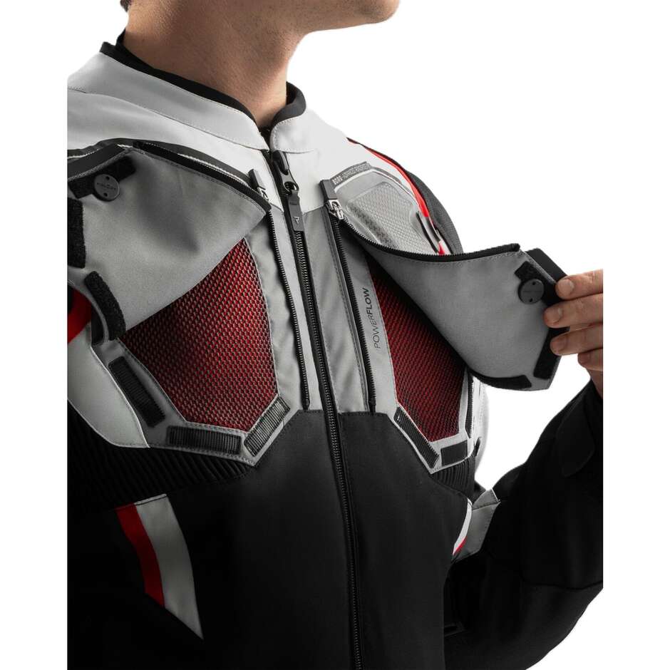 Giacca Moto Rebelhorn In Tessuto BORG II Nero Grigio Rosso