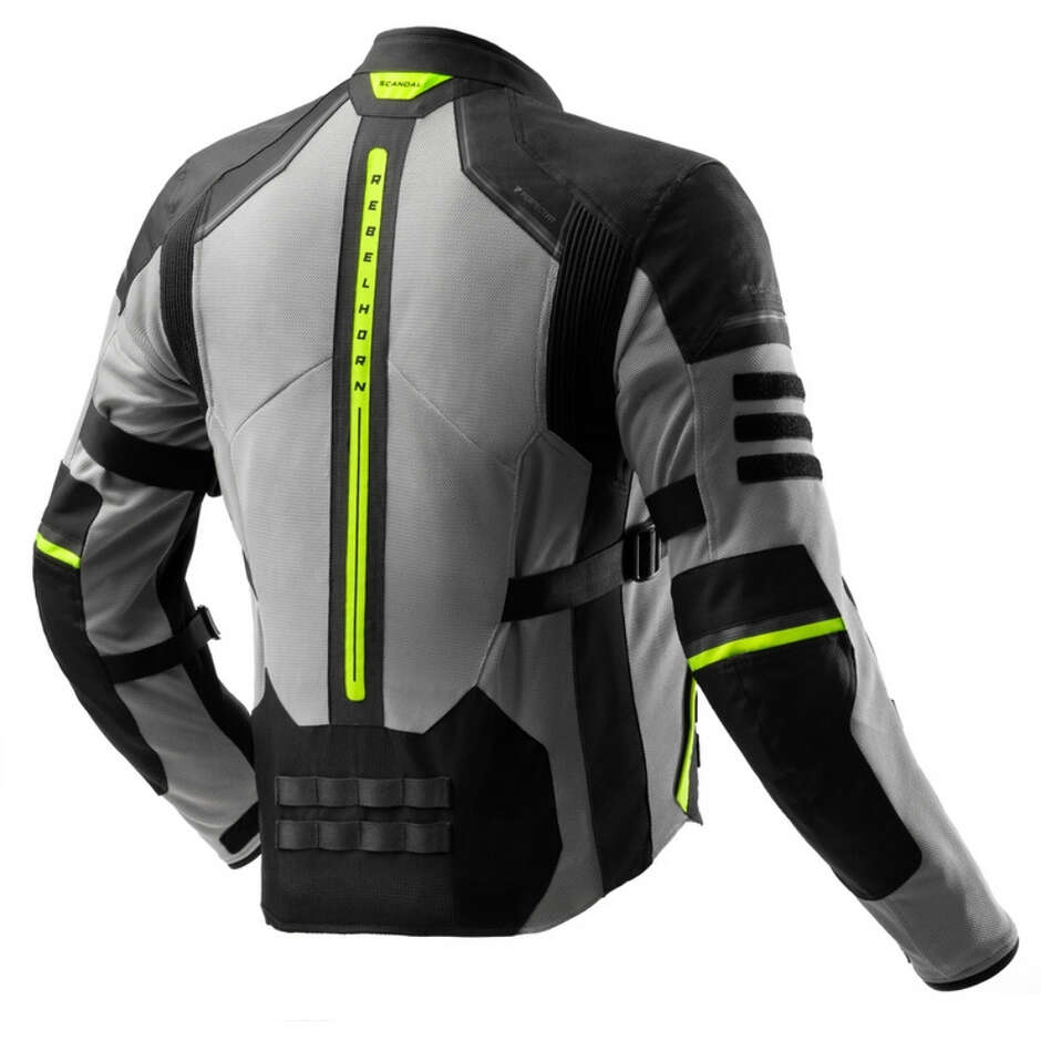 Giacca Moto Rebelhorn SCANDAL 3 Nero Grigio Giallo Fluo