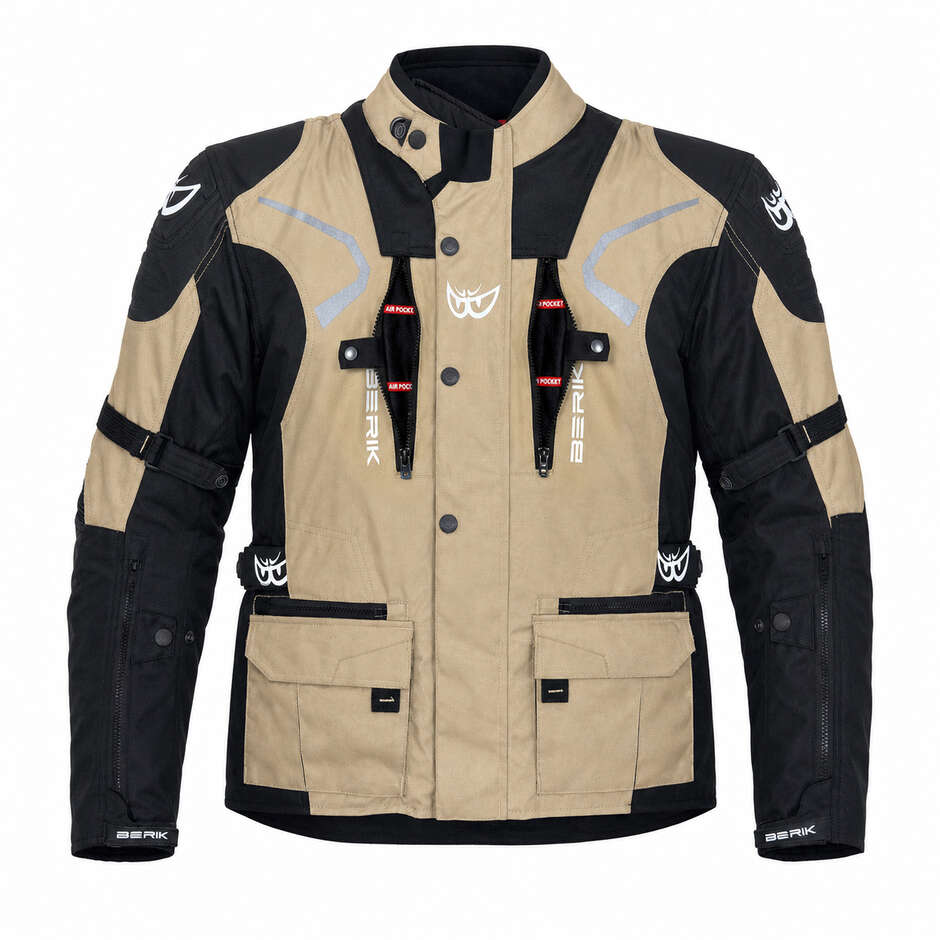 Giacca Moto Tecnica Berik 2.0 Adventure Nj-233309 Nero Khaki 