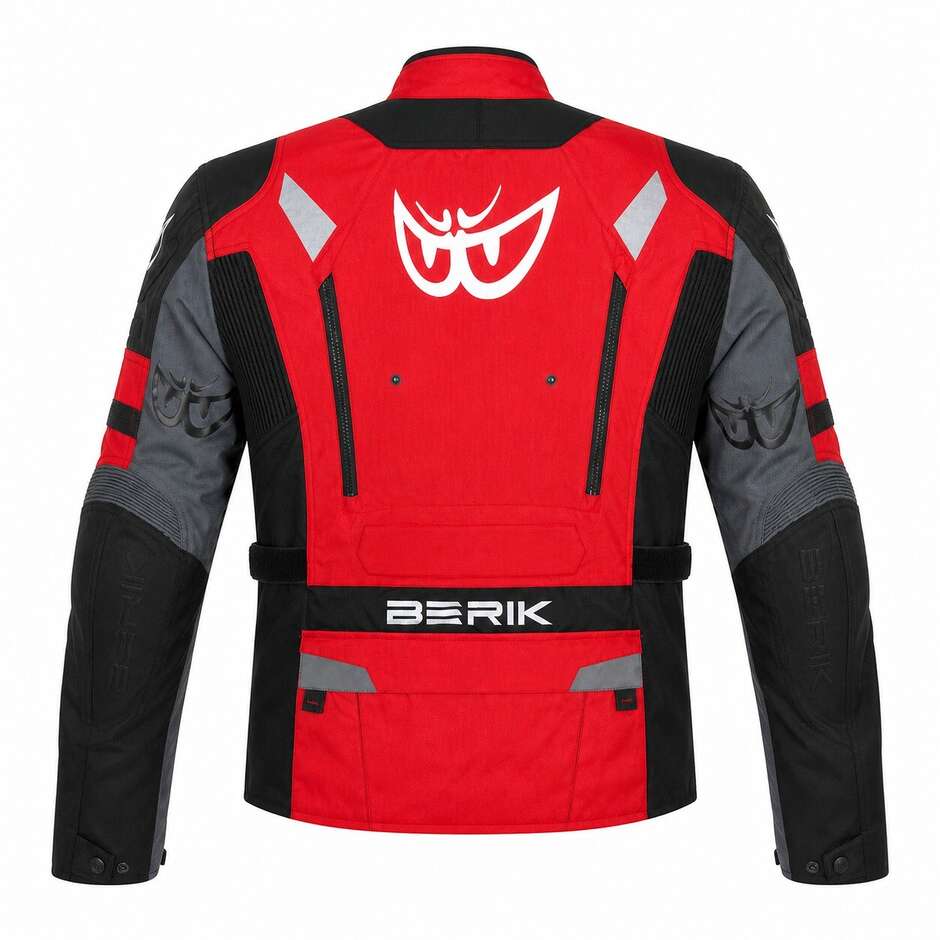 Giacca Moto Tecnica Berik 2.0 Adventure Nj-233309 Rosso Nero Grigio