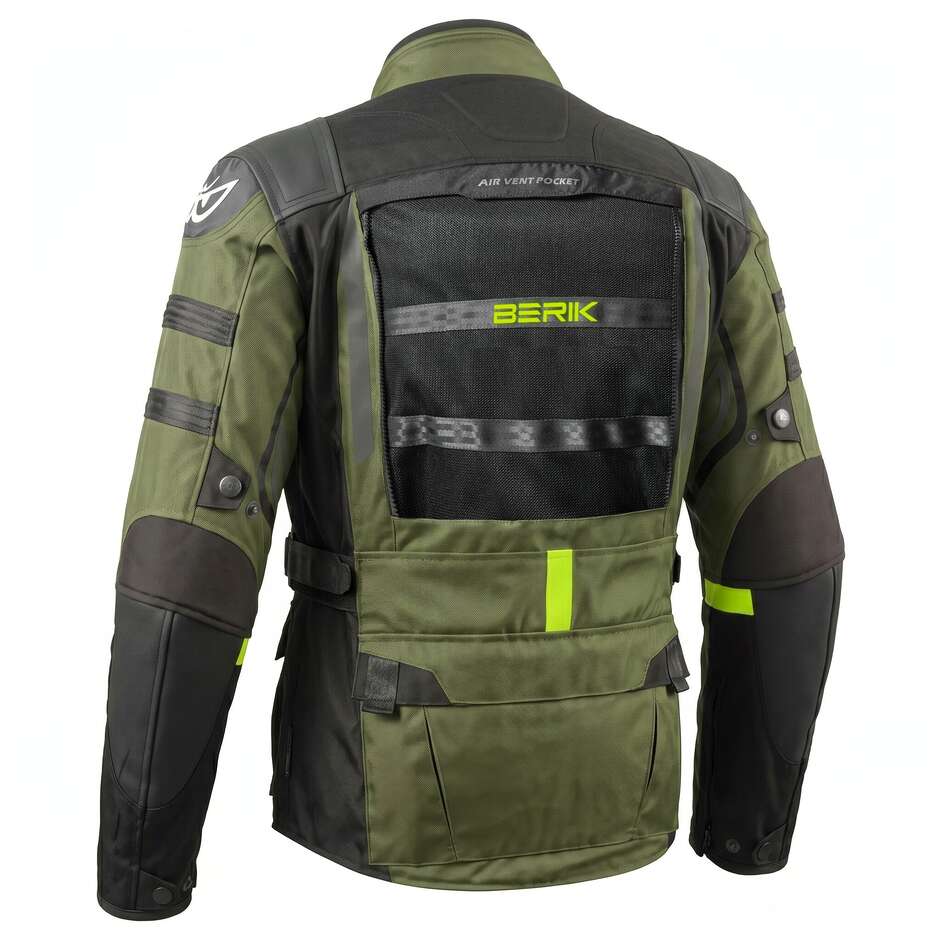 Giacca Moto Tecnica Berik 2.0 Adventure Nj-233329 Zero Rx Nero Verde Militare