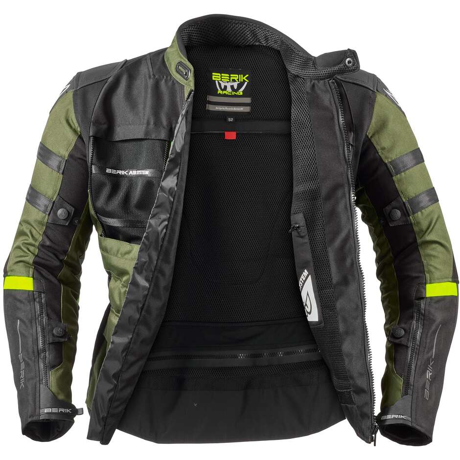 Giacca Moto Tecnica Berik 2.0 Adventure Nj-233329 Zero Rx Nero Verde Militare