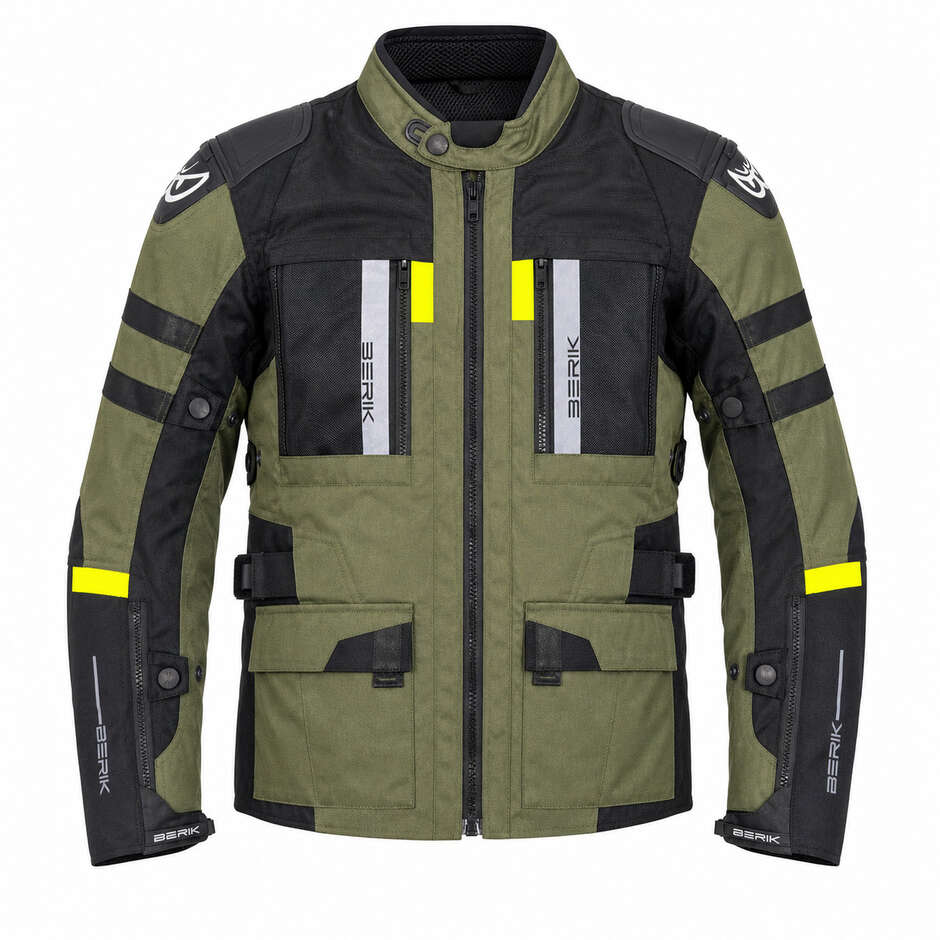 Giacca Moto Tecnica Berik 2.0 Adventure Nj-233329 Zero Rx Nero Verde Militare