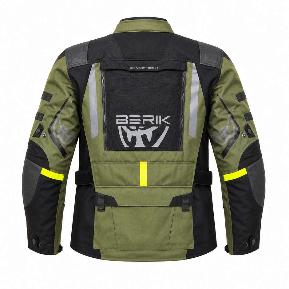 Giacca Moto Tecnica Berik 2.0 Adventure Nj-233329 Zero Rx Nero Verde Militare