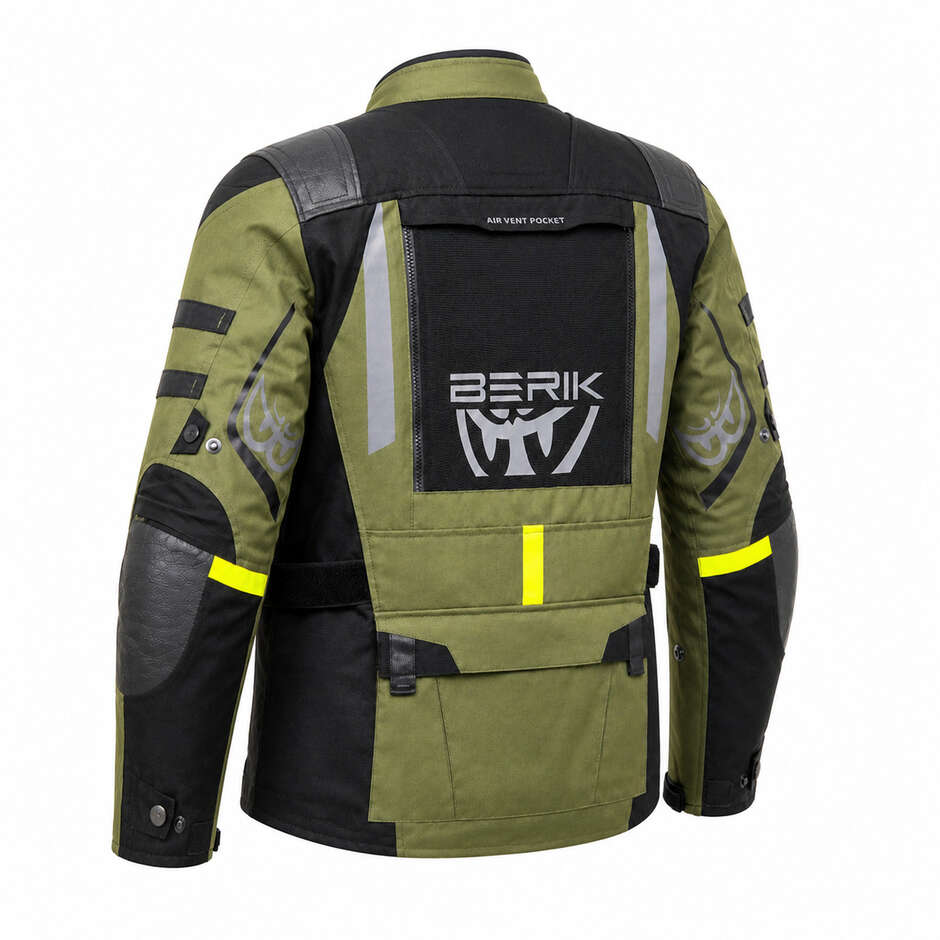 Giacca Moto Tecnica Berik 2.0 Adventure Nj-233329 Zero Rx Nero Verde Militare