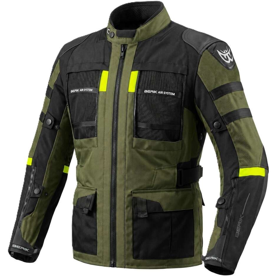 Giacca Moto Tecnica Berik 2.0 Adventure Nj-233329 Zero Rx Nero Verde Militare
