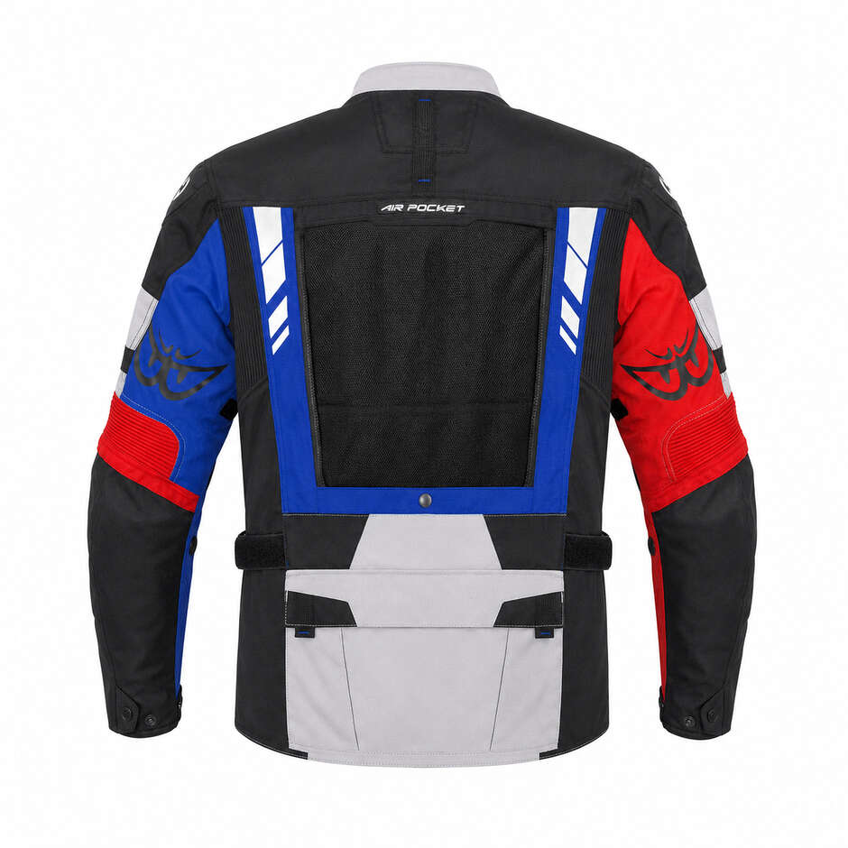 Giacca Moto Tecnica Berik 2.0 Adventure Nj-253328-BL Nero Bianco Rosso Fluo Blu