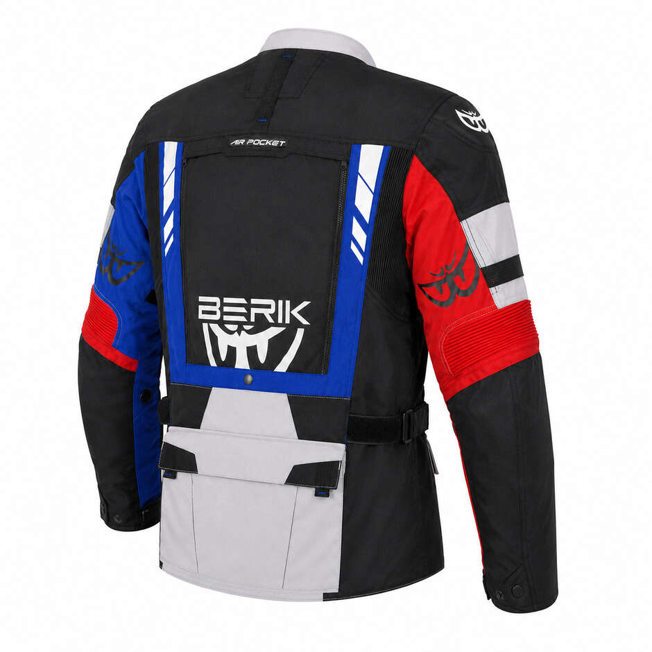 Giacca Moto Tecnica Berik 2.0 Adventure Nj-253328-BL Nero Bianco Rosso Fluo Blu