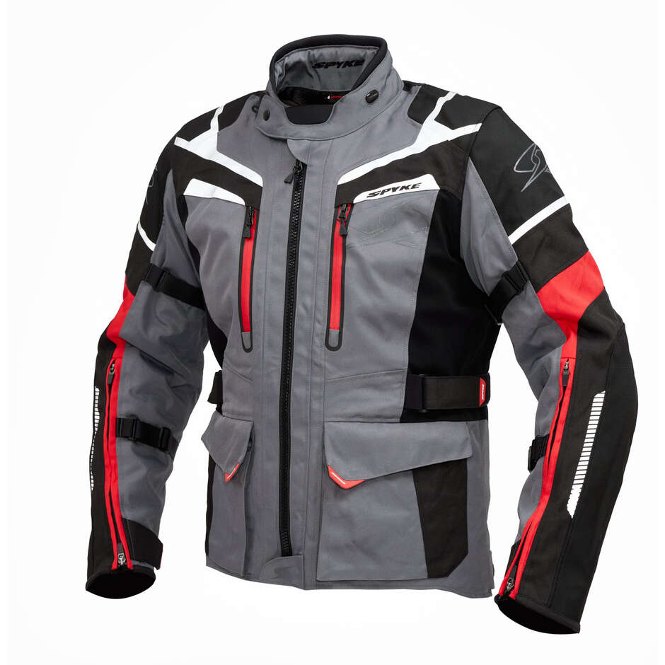 Giacca moto Tecnica Spyke Compass Dry Tecno Grigio Giallo Rosso 