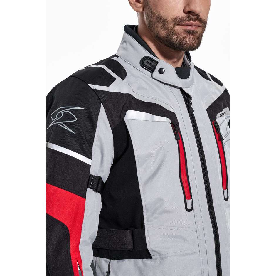 Giacca moto Tecnica Spyke Compass Dry Tecno Grigio Giallo Rosso 