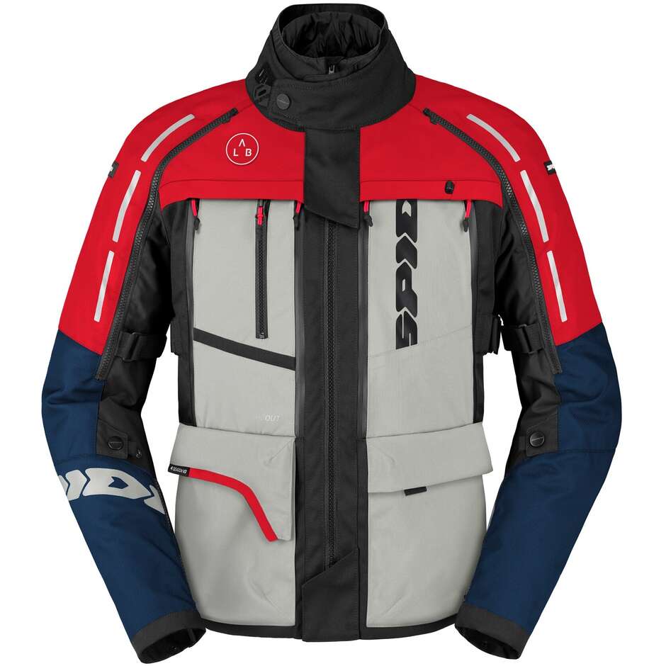 Giacche Moto Tessuto 4 SEASON V3 Blu Ghiaccio Rosso taglia M