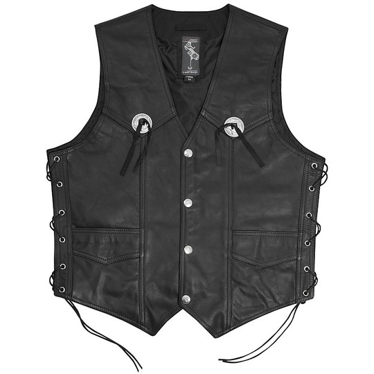 Gilet De Moto En Cuir Véritable RS Pour Homme - Noir, Doublure Polyester, Poches Multiples : Style Motard Classique !