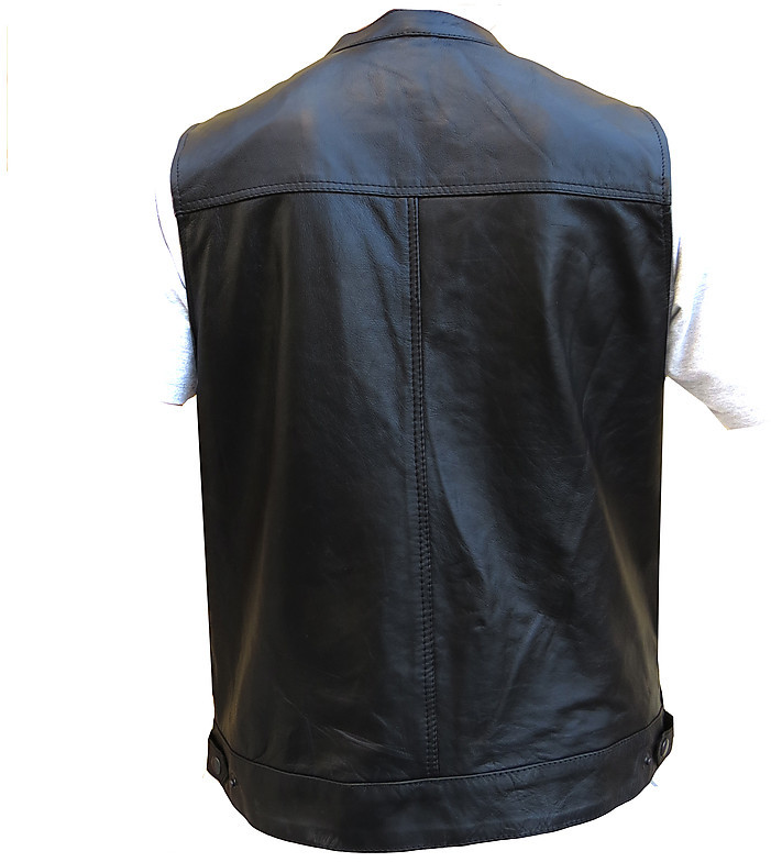 Gilet In Pelle Nera IGUANA - Stile Elegante Con 4 Tasche - Foto 12