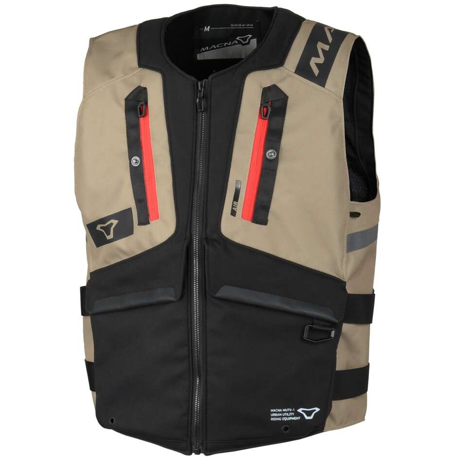 Gilet Smanicato Moto Macna Mutv-1 Taupe Nero