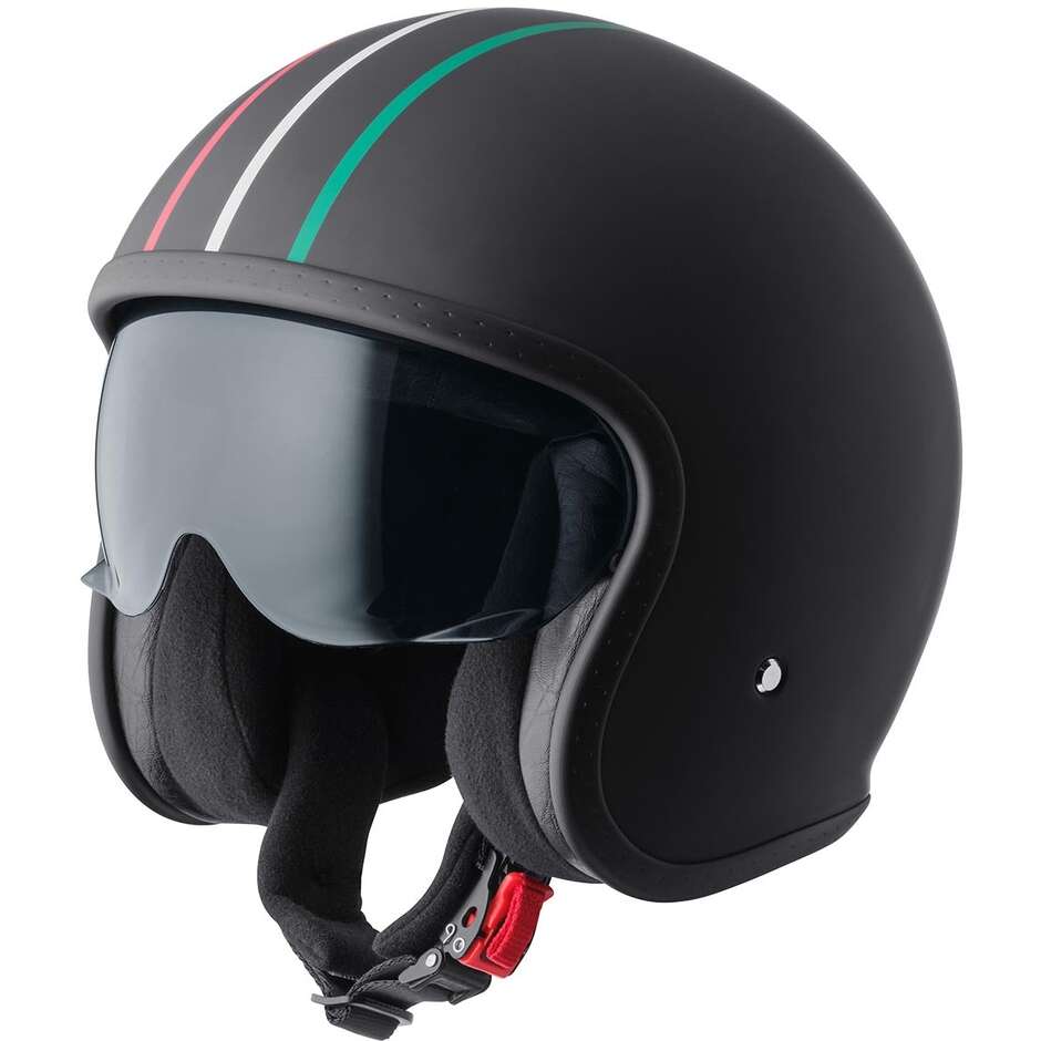 Giro in Casco Moto Jet GMS in Italia nero rosso bianco verde italia