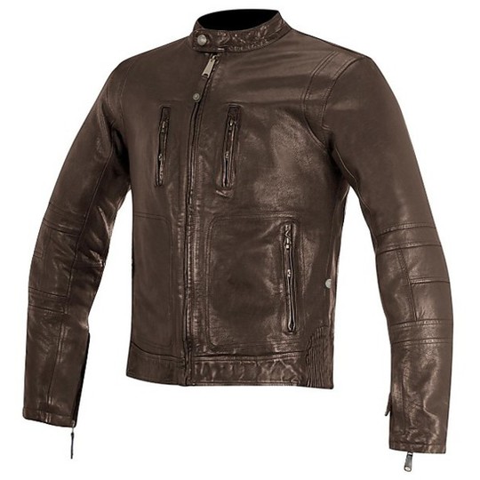 Giubboto Moto In Pelle Vintage Oscar By Alpinestars Brass Leather Jacket Marrone Tabacco