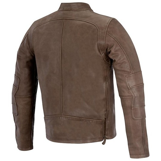 Giubboto Moto In Pelle Vintage Oscar By Alpinestars Monty Leather Jacket Marrone