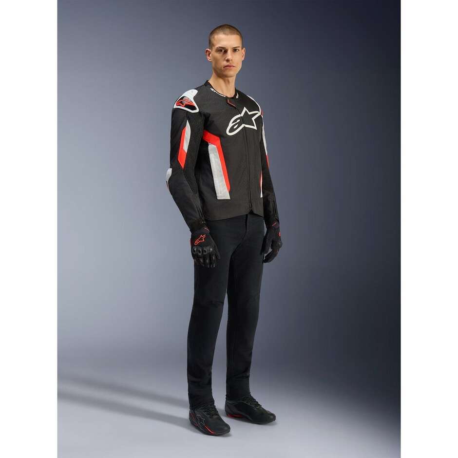 Giubbotto Moto Alpinestars T-GP AIR Nero Rosso Fluo Bianco