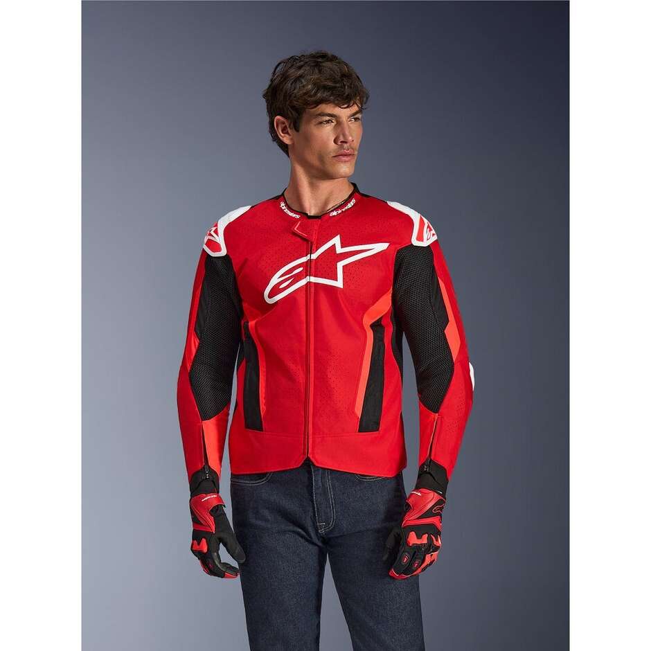 Giubbotto Moto Alpinestars T-GP AIR Rosso Brillante Rosso Fluo Nero