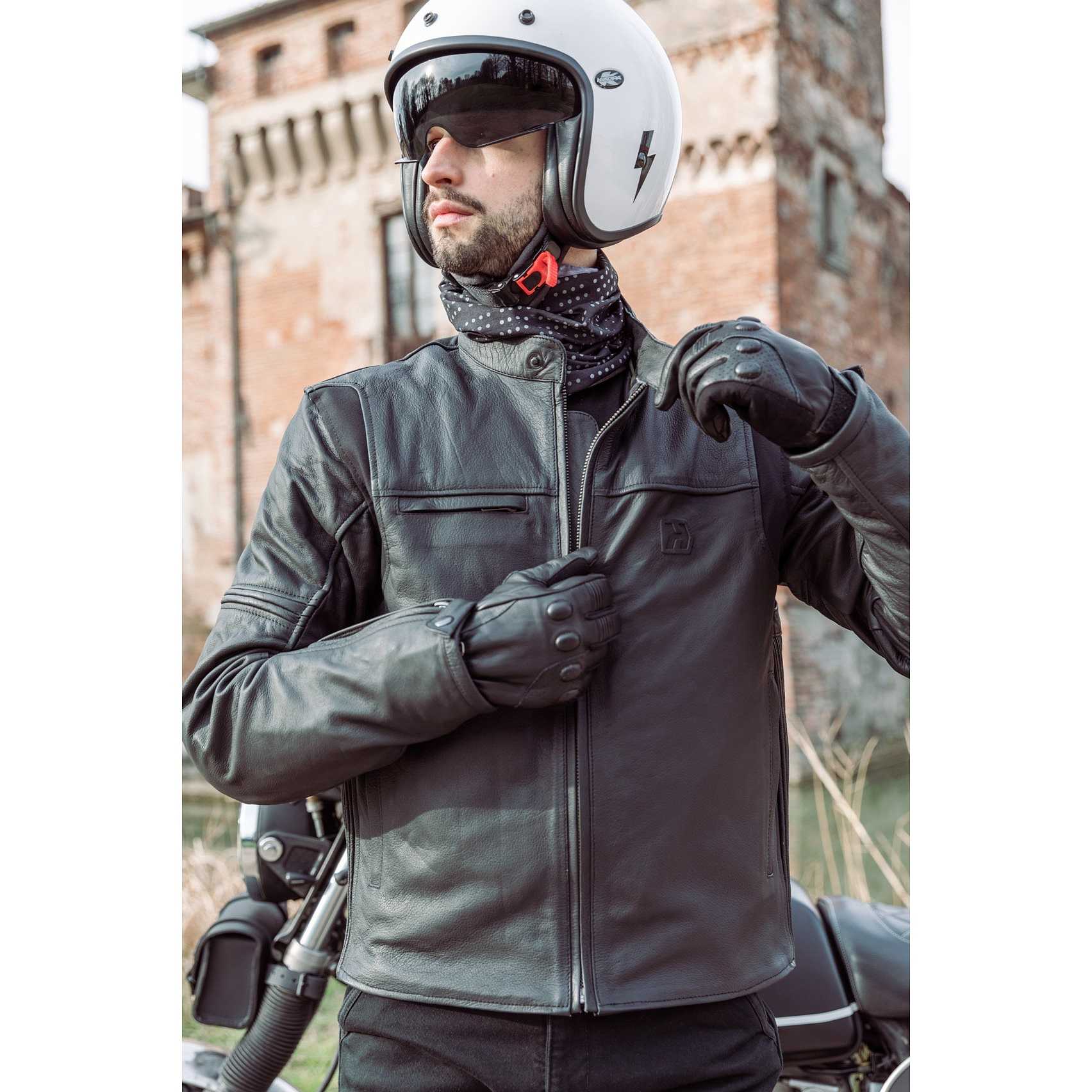 Giubbotto Moto Custom In Pelle Hevik MUSTANG LIGHT Nero Vendita Online 
