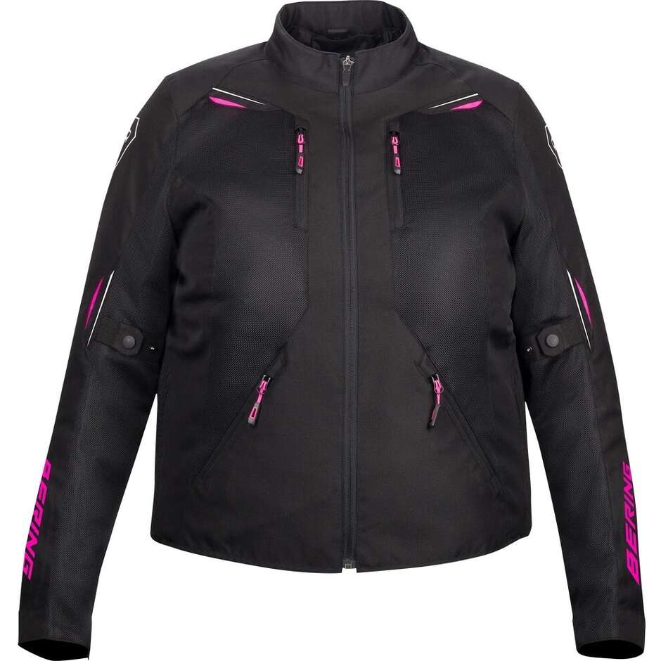 Giubbotto Moto Donna BERING LADY BRAZILIA Queen Size Nero/Fuchsia